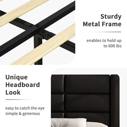 twin bed frame with headboard and led lights showing dimensions