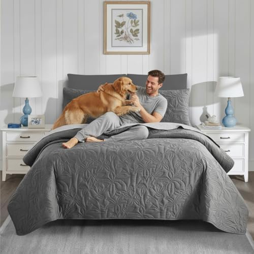 quilts queen size bedding set gray bedspreads 3, close-up detail