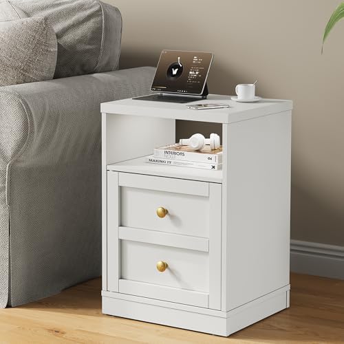 royalcraft white nightstand with storage shelf and door, close-up detail