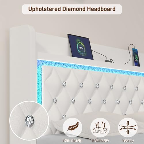 twin bed frame with led lights & charging, package contents
