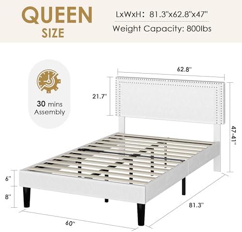 vecelo queen size platform bed frame with height shown in use