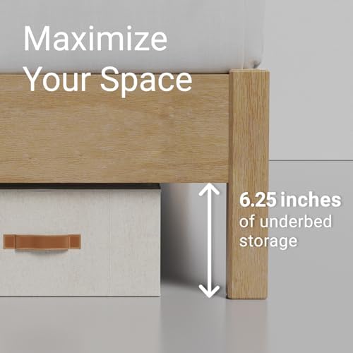 lifement queen bed frame signature wood platform, noise shown in use