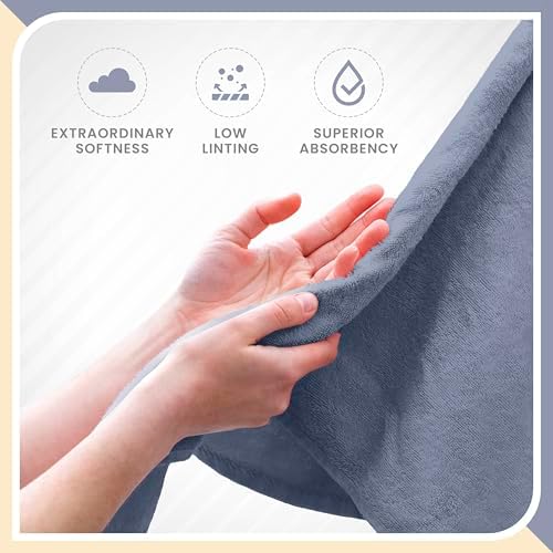 martex 6-piece 100% ringspun cotton towel set, heather showing dimensions