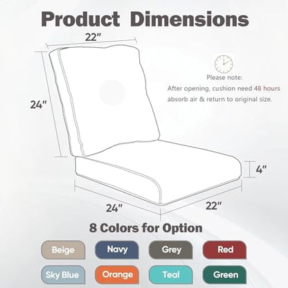 luxury 22*24*4in outdoor patio cushions, 1 piece beige shown in use