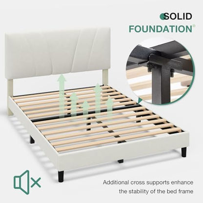 novilla queen bed frame, queen size bed frame, front angle view