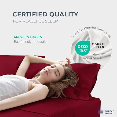 thread spread 100% egyptian cotton king size sheets on a desk or shelf