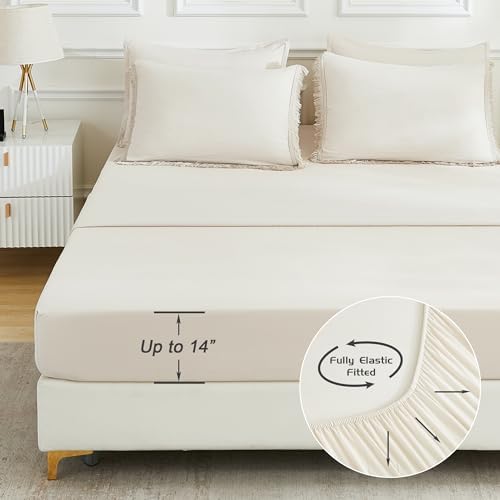 andency full comforter set, 7 pieces beige bedding showing dimensions