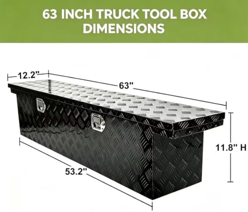 63 in aluminum truck bed tool box, crossover shown in use