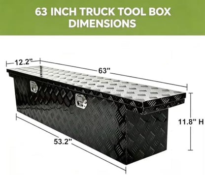 63 in aluminum truck bed tool box, crossover shown in use