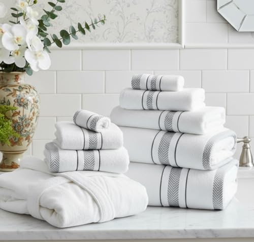 bath towels set for bathroom – luxury 6-piece, side view