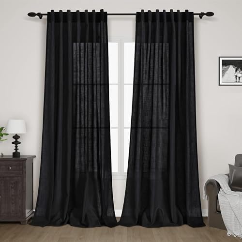 nanspring black curtains 95 inches long 2 panel, main product view