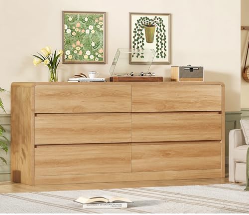 teenfon 55" dresser for bedroom with 6 drawers showing dimensions