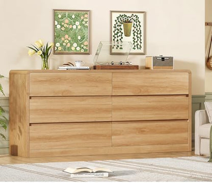 teenfon 55" dresser for bedroom with 6 drawers showing dimensions