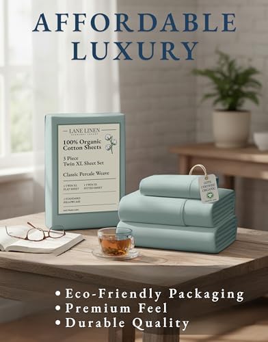 lane linen twin xl sheet set 100% organic, front angle view