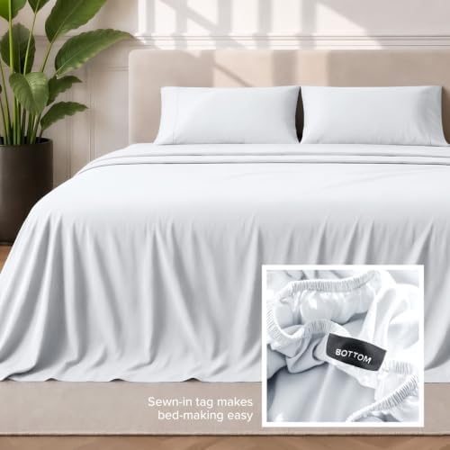 bare home twin sheet set - 1800 ultra-soft on a desk or shelf
