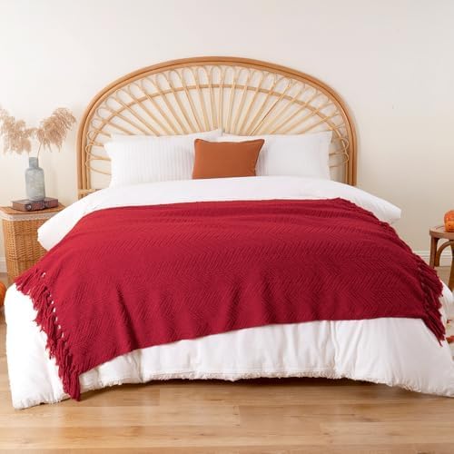 BATTILO HOME Red Throw Blanket for Couch, Knit Christmas Throw Blanket for Home - Image 5