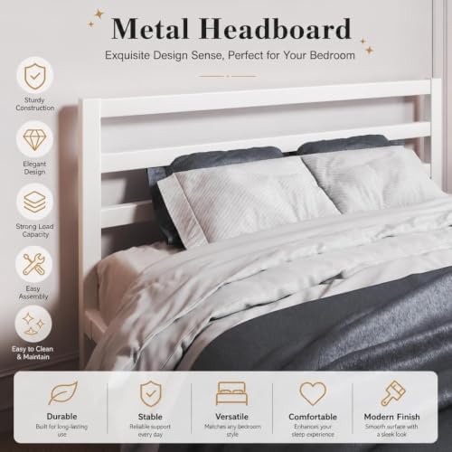 lovinson king size metal bed frame with headboard, close-up detail