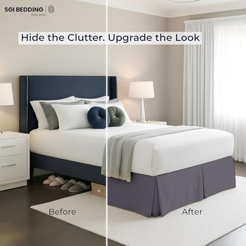 sgi bedding 18 inch drop bed skirt queen showing dimensions