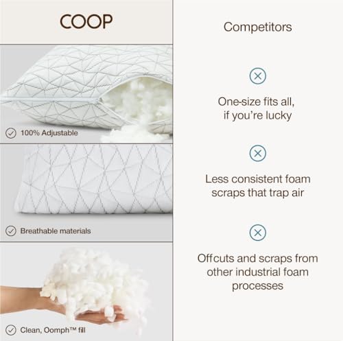 coop home goods original adjustable pillow, king size, front angle view