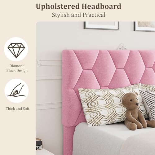 gaomon twin platform bed frame with adjustable upholstered, package contents