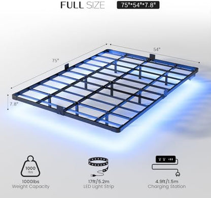 olevs floating bed frame full size metal with shown in use