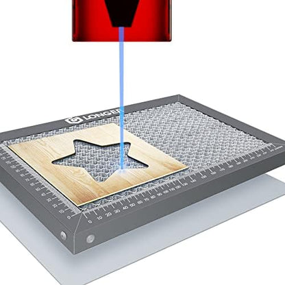 longer honeycomb laser bed, 300 x 200 mm, front angle view