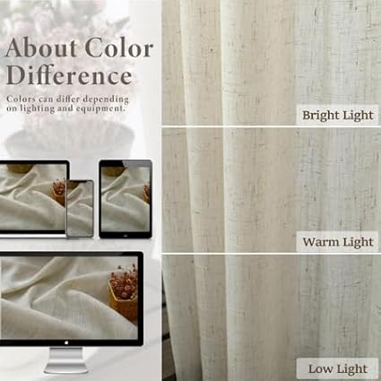 Pitalk Beige Sheer Curtains 80 Inch Length - Image 4