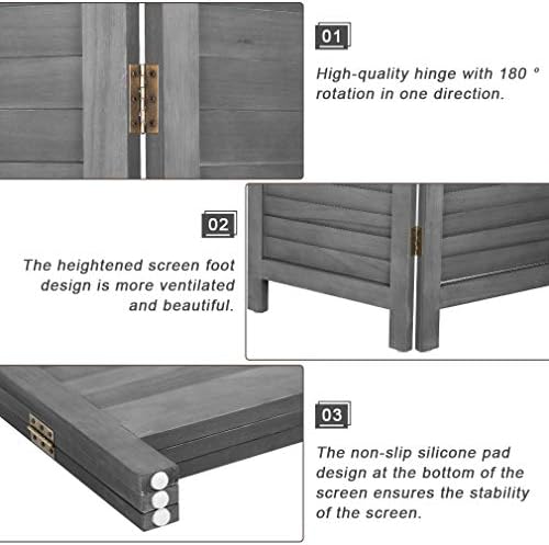 3 panel wood room divider 5.7 ft tall, side view