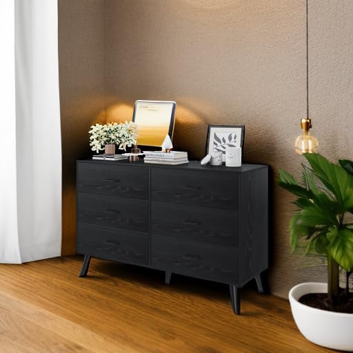 bigbiglife wood dresser for bedroom, 6 drawer dresser showing dimensions