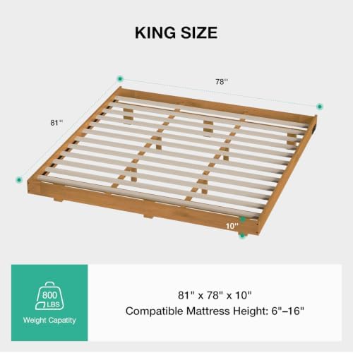 novilla floating solid wood king size bed frame shown in use