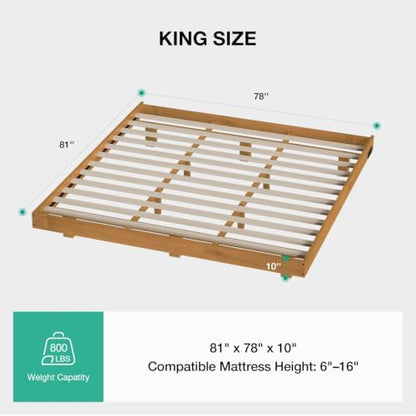novilla floating solid wood king size bed frame shown in use