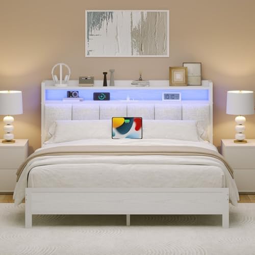 immerstable full size bed frame with led lights, view 9