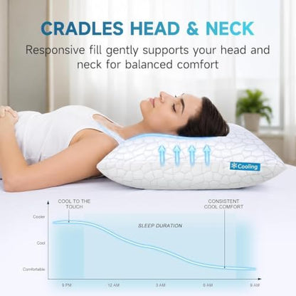qutool cooling pillow for sleeping, certipur-us shredded memory, side view