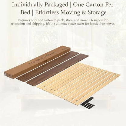 yechen king wood platform bed frame, king size, front angle view