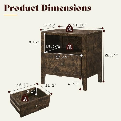 amerlife nightstand set of 2 mid century modern shown in use