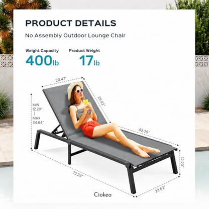 ciokea aluminum chaise lounge ourdoor - foldable & shown in use