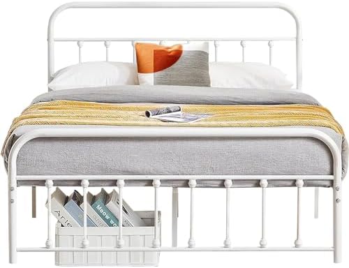 vecelo classic white victorian style metal bed frame on a desk or shelf