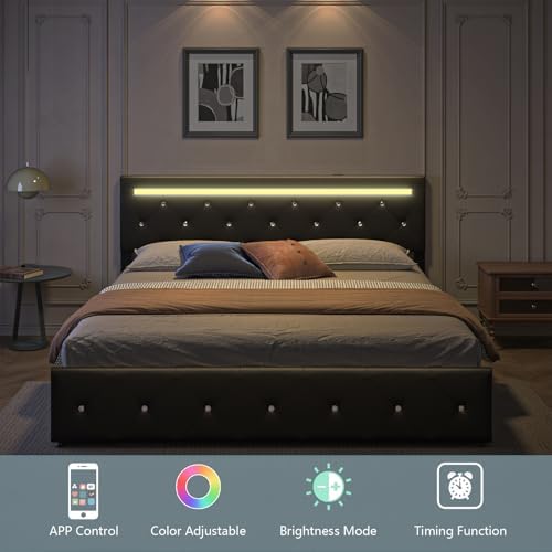 bed frame queen size with led light and, package contents