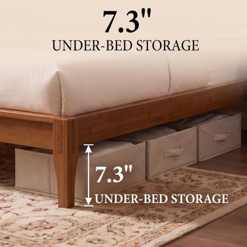 merax king size bamboo bed frame with tall on a desk or shelf