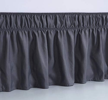 MEILA Wrap Around Bed Skirt Three Fabric Sides Elastic Dust Ruffled 16 Inch - Image 3