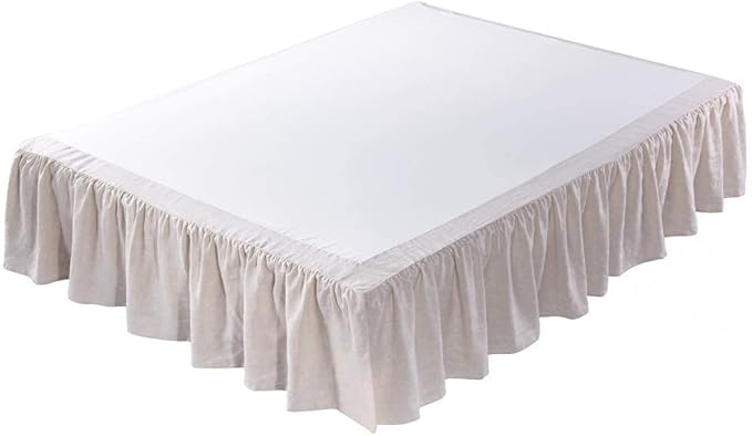 MEADOW PARK Washed French Linen Bed Skirt, Dust Ruffl, Full Size 54" W x 75" L by meadowpark