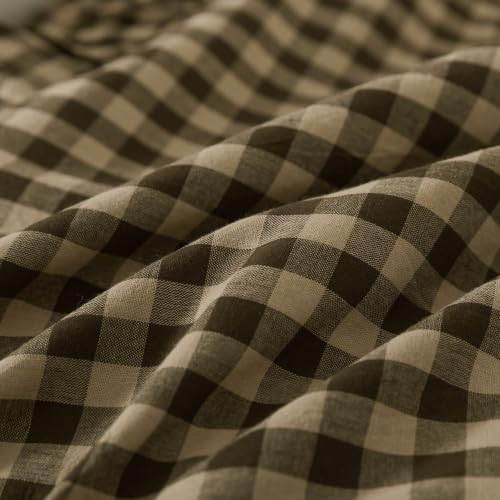 lemfux double ruffle gingham pillow covers, 2 pack, front angle view