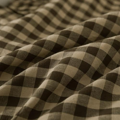 lemfux double ruffle gingham pillow covers, 2 pack, front angle view