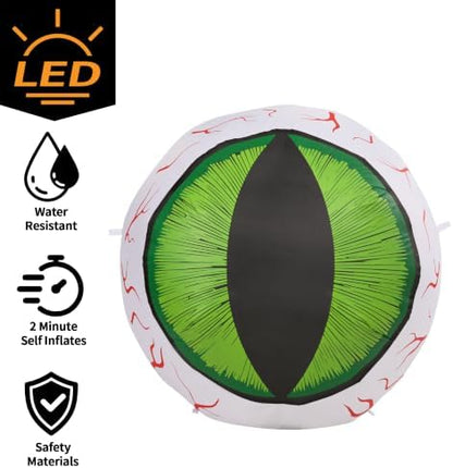 MUMTOP 4FT Halloween Outdoor Inflatable Eyeball Yard Decor with LED Lights