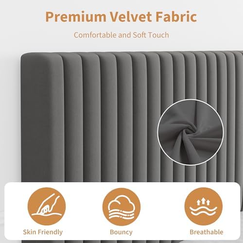 full bed frame with adjustable headboard, velvet upholstered, package contents