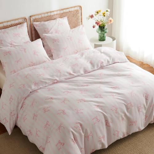 pink comforter set full size 3 pieces,pink bows on a desk or shelf