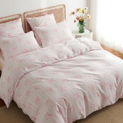 pink comforter set full size 3 pieces,pink bows on a desk or shelf