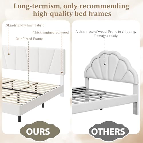 king size upholstered platform bed frame with adjustable, package contents