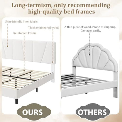 king size upholstered platform bed frame with adjustable, package contents