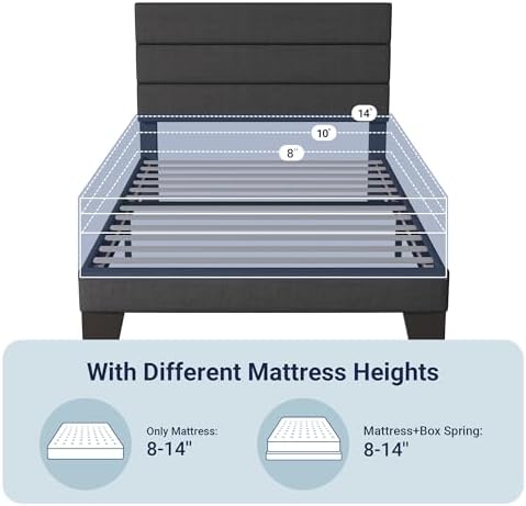 allewie twin size platform bed frame with fabric on a desk or shelf